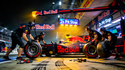 F1赛车进站换胎集锦 - 红牛车队2秒进站瞬间